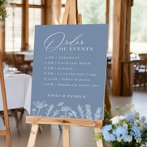 Order of Events Wedding Periwinkle Blue Wildflower Poster