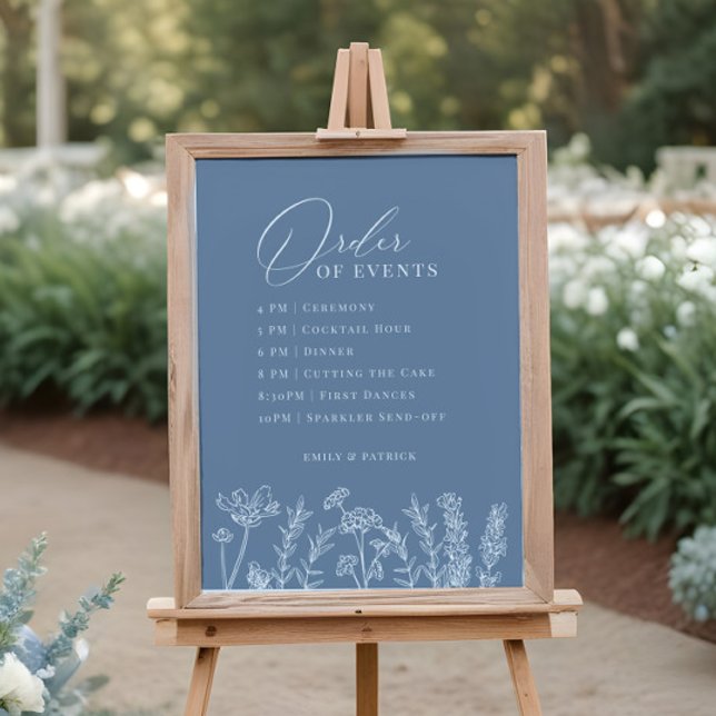 Order of Events Wedding Periwinkle Wildflower Sign (Creator Uploaded)