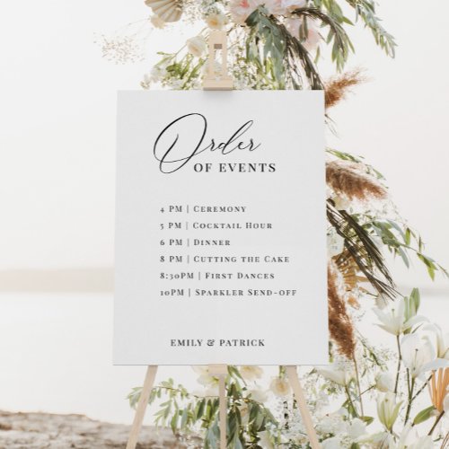 Order of Events Wedding Schedule Elegant Modern Poster