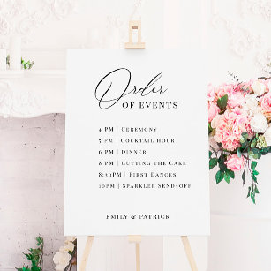 Order of Events Wedding Schedule Elegant Sign
