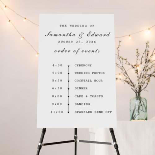 Order of Events Wedding  Template  Foam Board