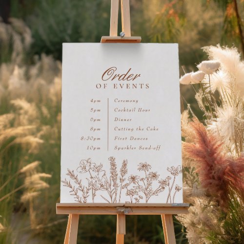 Order of Events Wedding Terracotta Fall Wildflower Poster