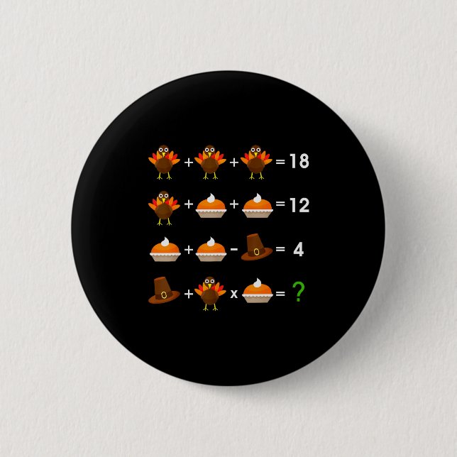 Order Of Operations Thanksgiving Quiz Funny Math T Button (Front)