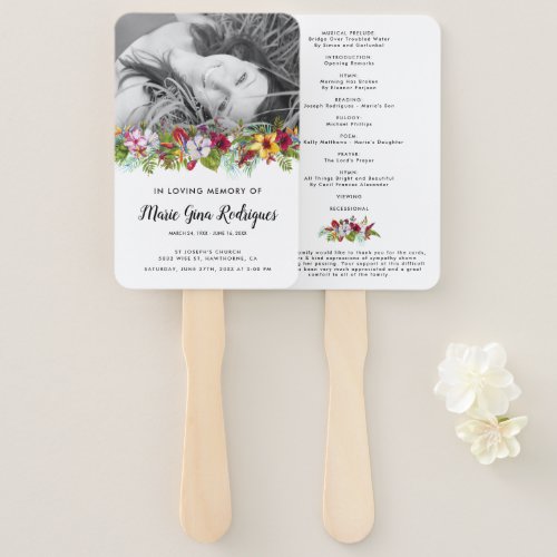 Order of Service Beach Photo Funeral Program Hand Fan