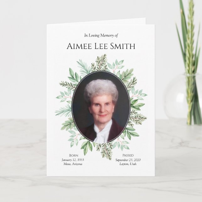 Order of Service | Greenery Funeral Program (Front)