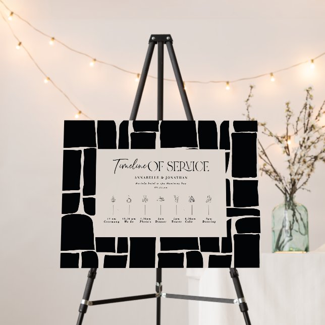 Order of Service Schedule Black White Minimal  Foam Board (In Situ (Stand))