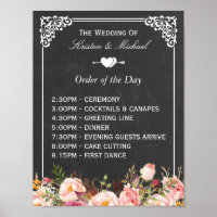 Order of the Day | Floral Chalkboard Wedding Sign