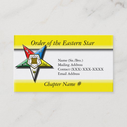 Customizable Order of the Eastern Star Business Card