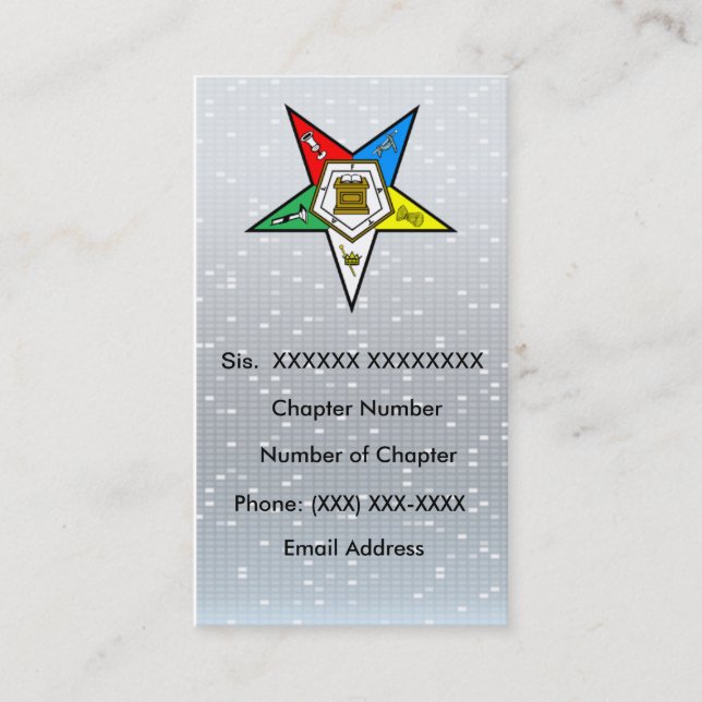 Order of the Eastern Star Business Card (Front)