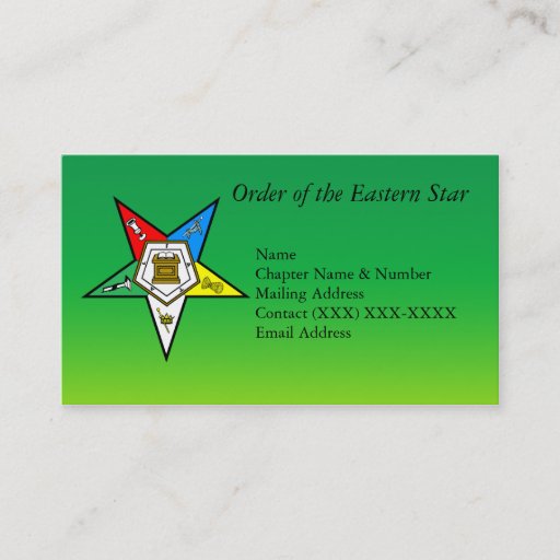 Customizable Order of the Eastern Star Business Cards