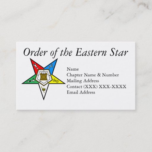 Customizable Order of the Eastern Star Business Card Templates