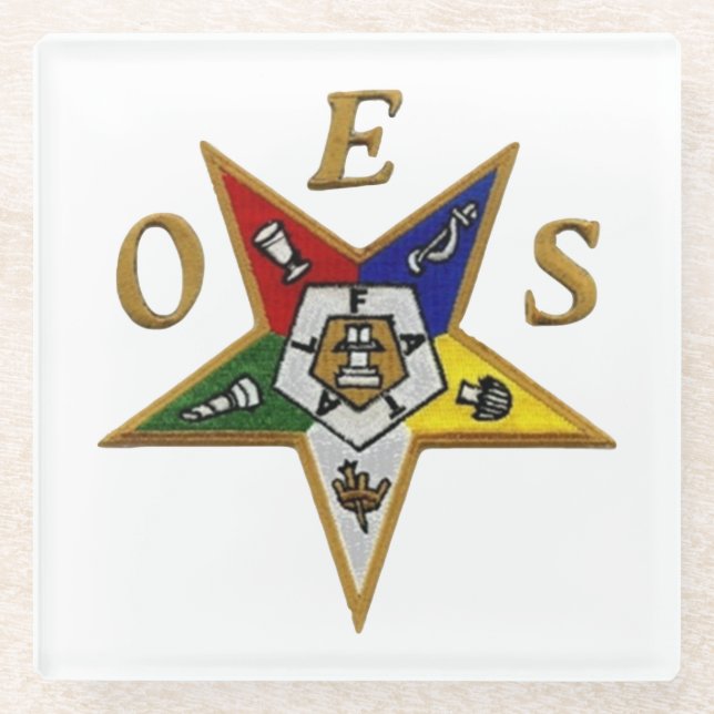 Order of the Eastern Star Glass Coaster (Front)