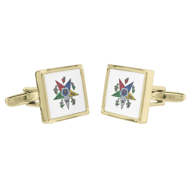 Order Of The Eastern Star Gold Cufflinks (Angled)