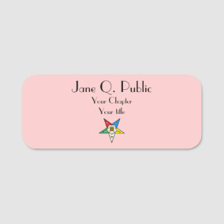 Order of the Eastern Star OES Pink Custom Name Tag