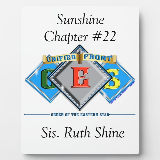 Order of the Eastern Star OES Plaque (Front)