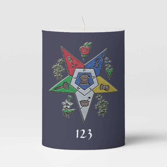 Order Of The Eastern Star Pillar Candle (Front)