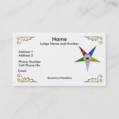 Order of the Eastern Star ProfileBusiness Card