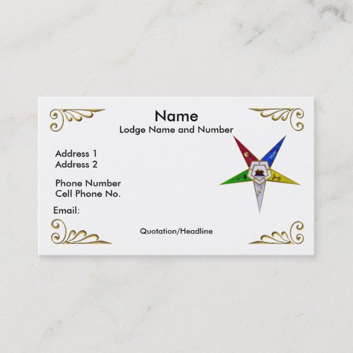 Customizable Order of the Eastern Star Profile/Business Card