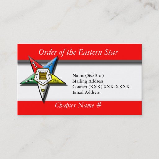 Customizable Order of the Eastern Star Red Business Card Template