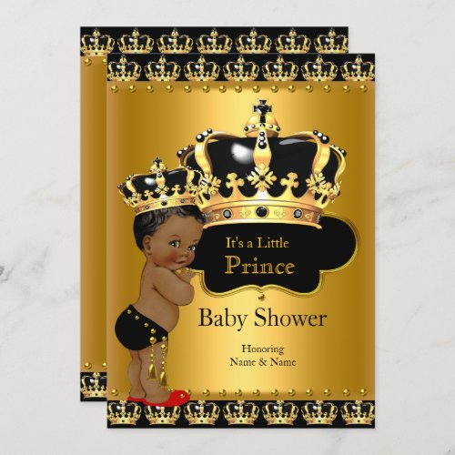Order Prince Baby Shower Red Black Gold Invitation