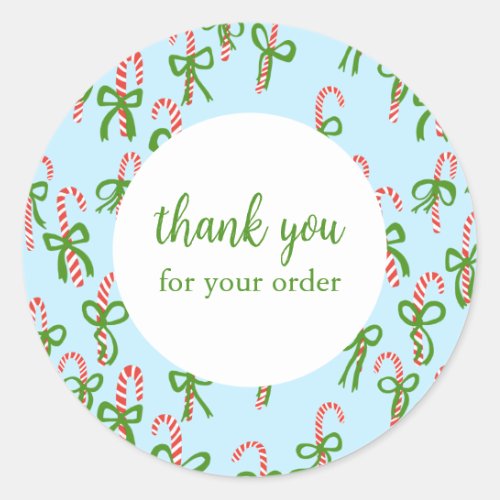 Order THANK YOU Custom Candycanes Xmas Holiday Classic Round Sticker