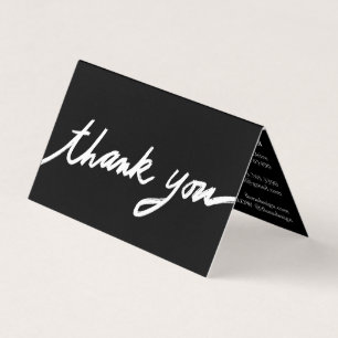 Order Thank You Custom Script Black White Folded Business Card