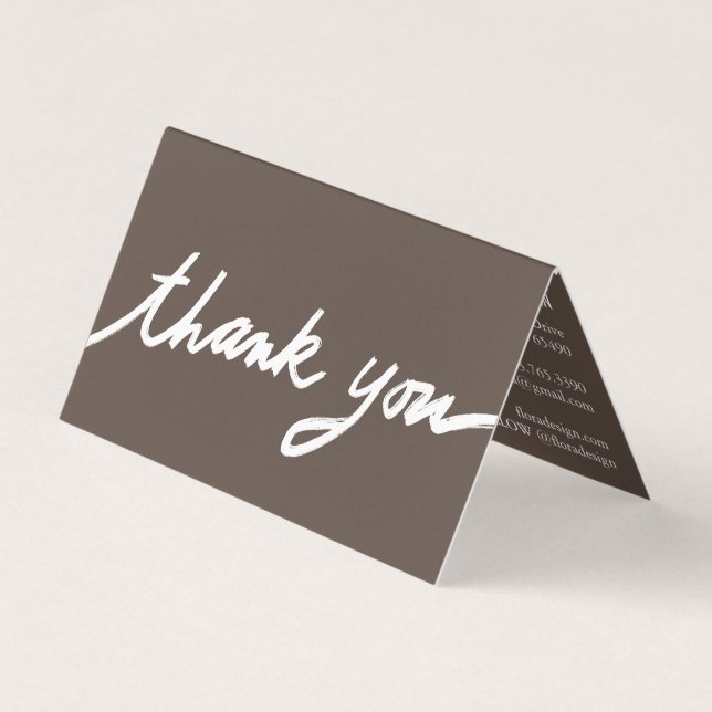Order Thank You Custom Script Neutral Folded  Business Card (Front)