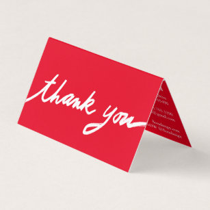Order Thank You Custom Script Red White Folded  Business Card