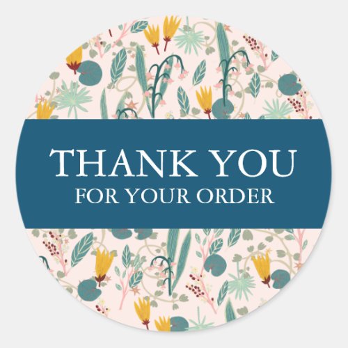 Order THANK YOU Cute Custom Floral Flowers Classic Round Sticker