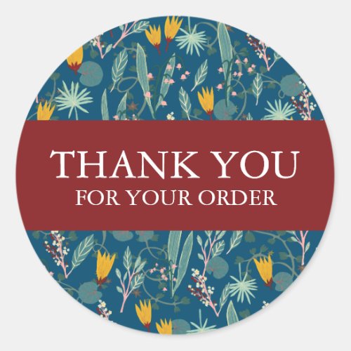 Order THANK YOU Cute Custom Floral Flowers Classic Round Sticker