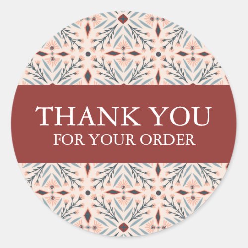 Order THANK YOU Cute Custom Floral Tile Flowers Classic Round Sticker