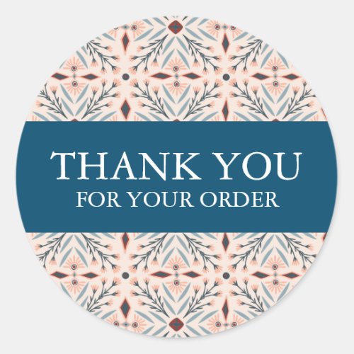 Order THANK YOU Cute Custom Floral Tile Flowers Classic Round Sticker