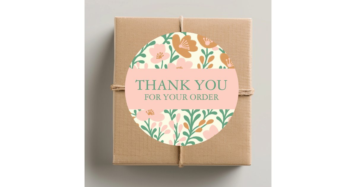 Order THANK YOU Cute Custom Pink Floral Flowers Classic Round Sticker ...