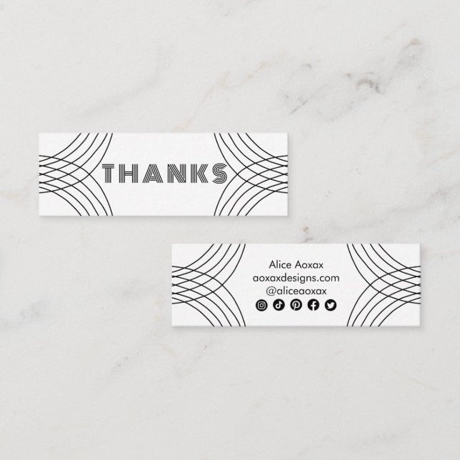 ORDER THANK YOU Minimalist Abstract Unique Graphic Mini Business Card (Front/Back)