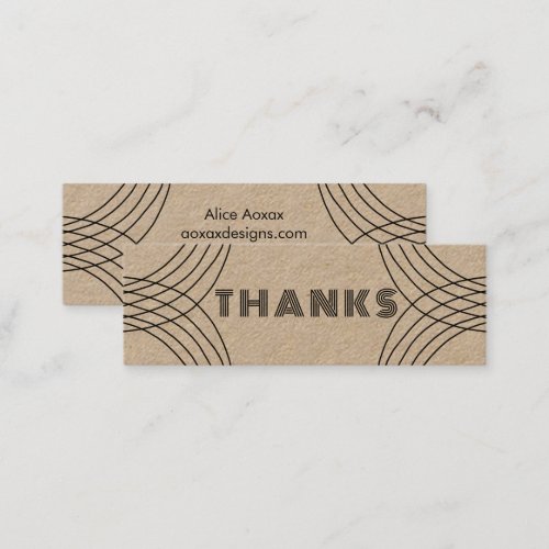ORDER THANK YOU Minimalist Abstract Unique Kraft  Mini Business Card
