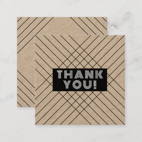 Order Thank You Minimalist Abstract Unique Kraft Square Business Card