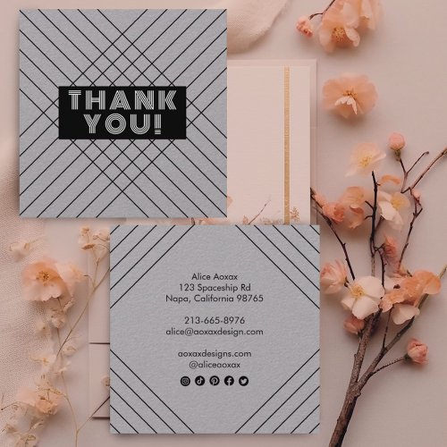 Order Thank You Minimalist Abstract Unique Luxury Square Business Card