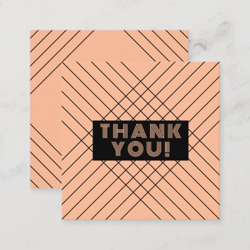Order Thank You Minimalist Abstract Unique Peach Square Business Card