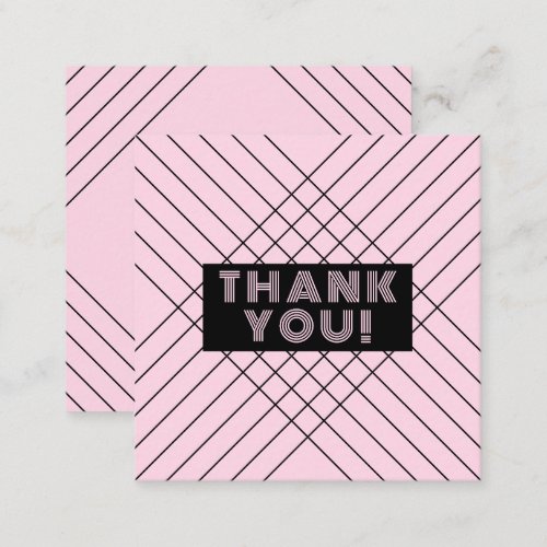 Order Thank You Minimalist Abstract Unique Pink Square Business Card