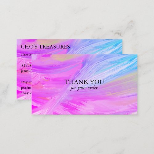 Order THANK YOU Minimalist Purple Blue Textured  Business Card