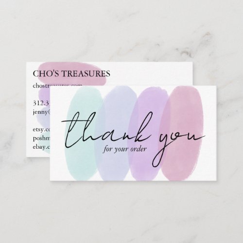 Order THANK YOU Pretty Minimalist Pastel Blobs Business Card