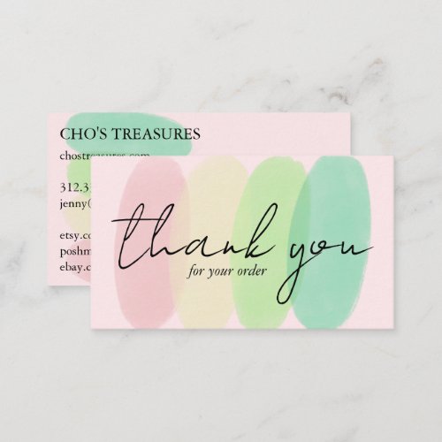 Order THANK YOU Pretty Minimalist Pastel Blobs Business Card