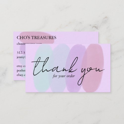 Order THANK YOU Pretty Minimalist Pastel Blobs Business Card