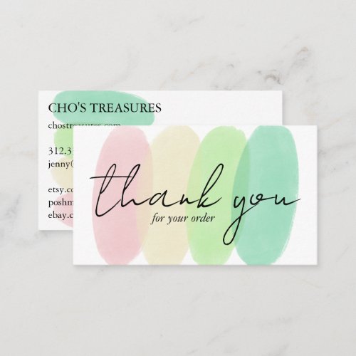 Order THANK YOU Pretty Minimalist Pastel Blobs Business Card