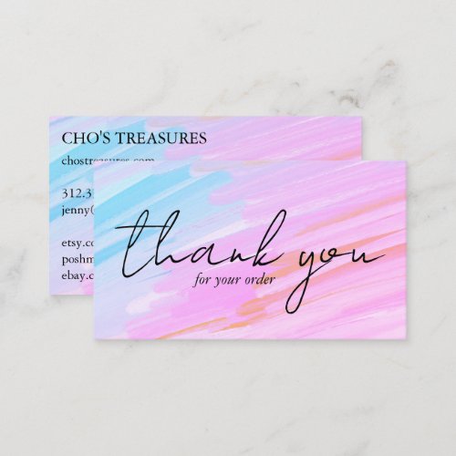 Order THANK YOU Pretty Minimalist Pastel Oil Paint Business Card