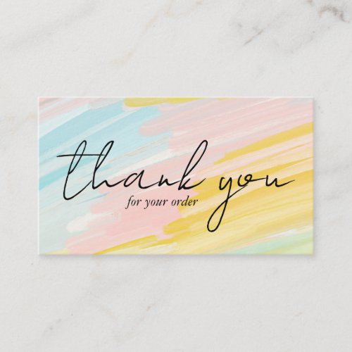 Order THANK YOU Pretty Minimalist Pastel Oil Paint Business Card