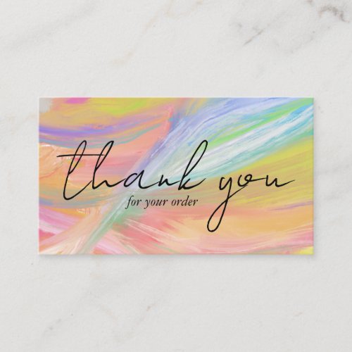 Order THANK YOU Pretty Minimalist Pastel Rainbow Business Card