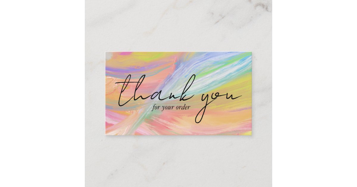 Order THANK YOU Pretty Minimalist Pastel Rainbow Business Card | Zazzle