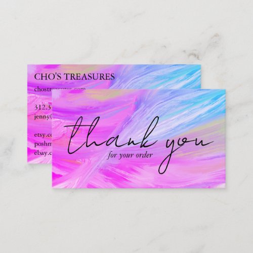 Order THANK YOU Pretty Minimalist Purple Blue  Business Card