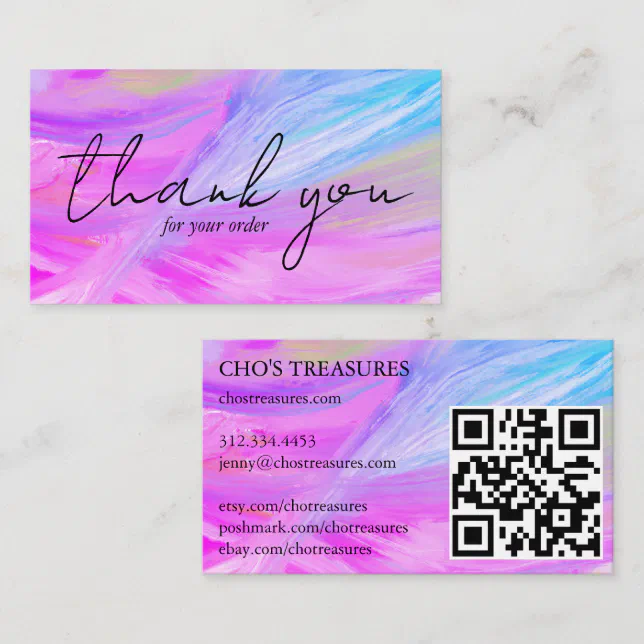 Order THANK YOU Pretty Minimalist Purple Blue Business Card | Zazzle